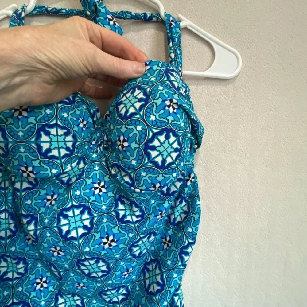 Spanx Fiesta Tile Assets One Piece Swim Bathing Suit Swimsuit Sz XL